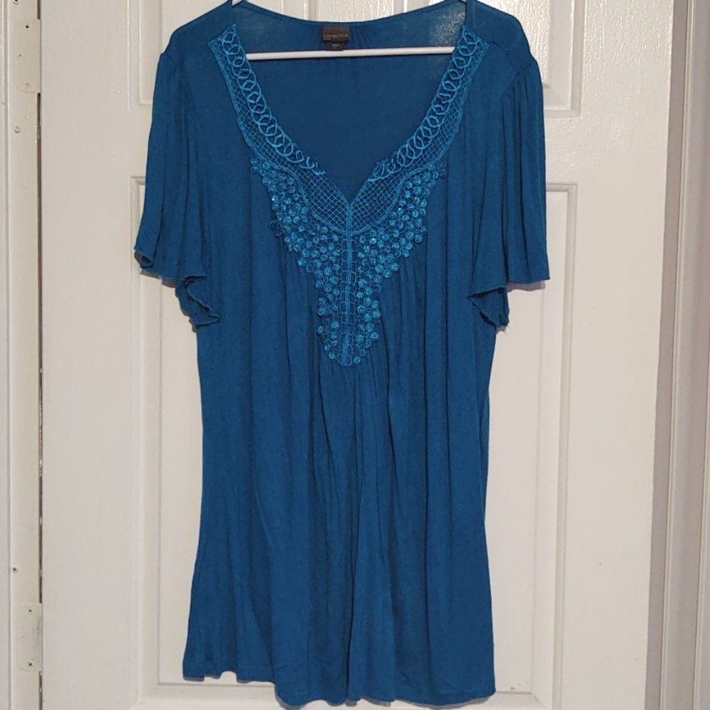 Covington Woman Turquoise Blouse Sz 1X